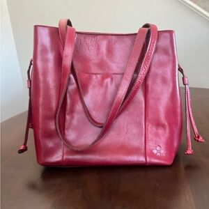 Patricia Nash Red Italian Leather Tote Shoulder Bag Vintage Style EUC